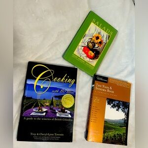3 cookbooks: Cooking With BC Wine, Salads, Napa & Sonoma Cookbook